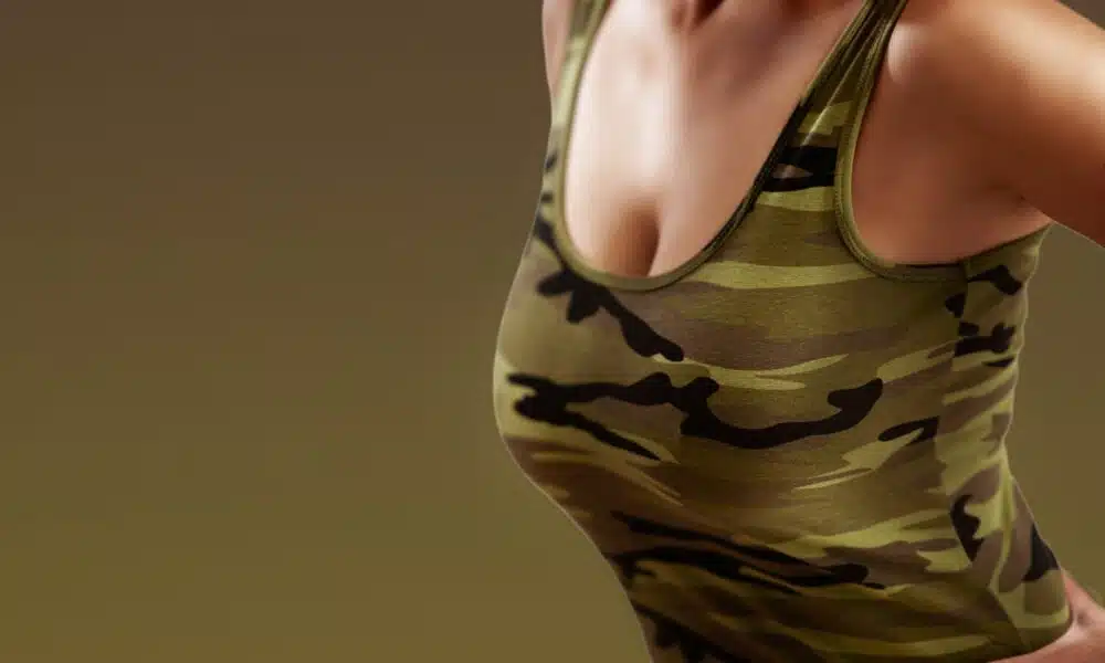 sexy woman middle section on green army background 2025 01 09 09 25 35 utc